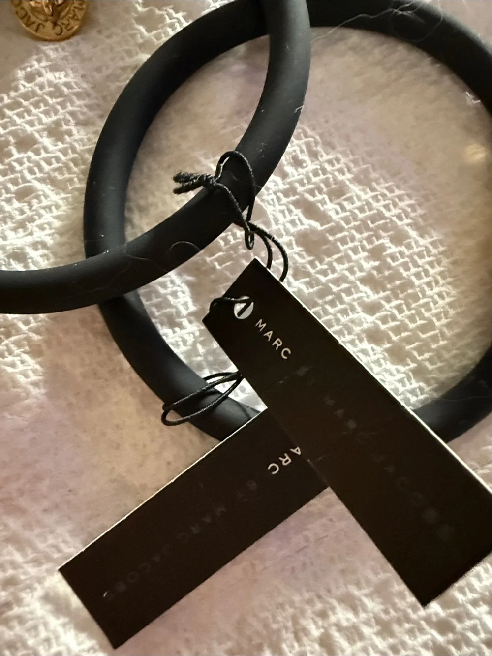 Marc By Marc Jacobs Black Bangles with Gold-Tone Charms